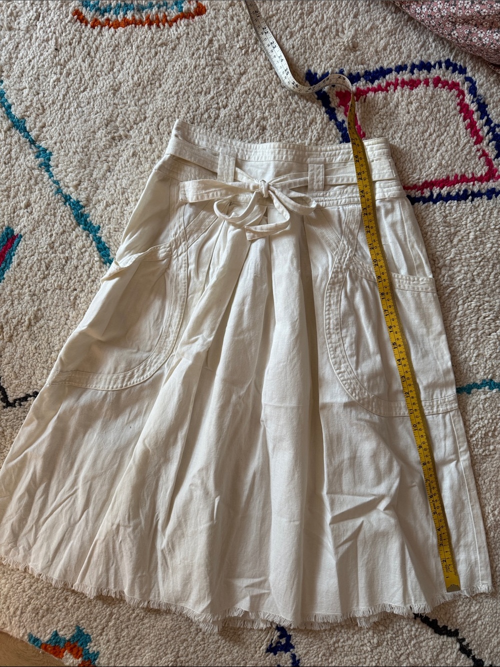 Ulla Johnson Cream Tie-Waist A-Line Skirt